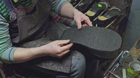 Shoemaker at work Video stock 59911455