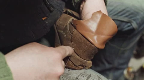 Shoemaker at work Video stock 59911847