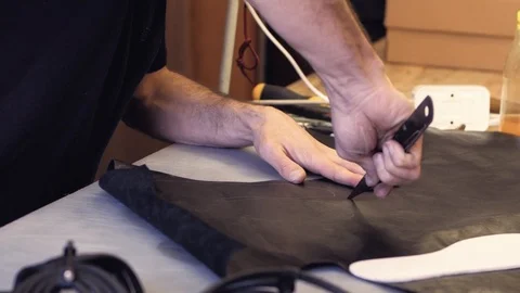 Shoemaker at work Stock Footage 111783850