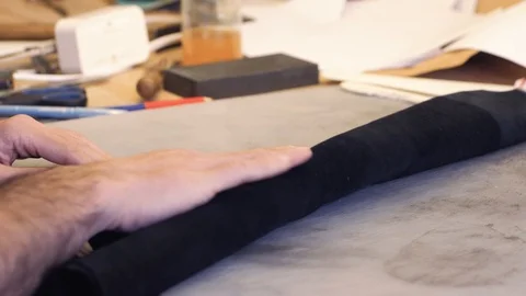 Shoemaker at work Stock Footage 111783878