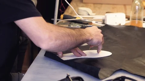 Shoemaker at work Stock Footage 111783921