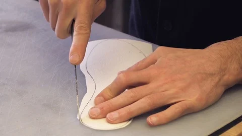 Shoemaker at work Stock Footage 111784332