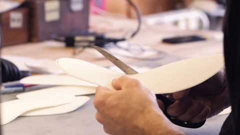 Shoemaker at work Stock Footage 111784557