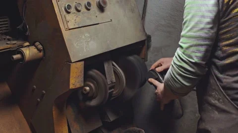 Shoemaker at work. Workshop Video stock 59911357