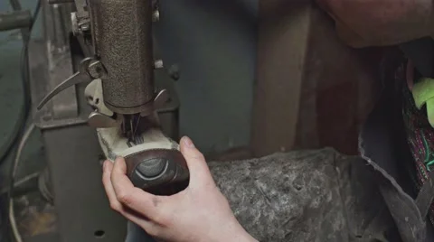 Shoemaker at work.Close up. Workshop Video stock 59911348