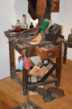 Shoemaker workshop Stock Photos