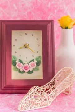 Shoes and frames on  background. Stock Photos