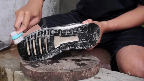 Shoes cleaning Stock Footage 293295213