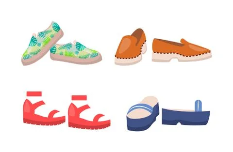 Shoes Collection Summer Mode Vector Illustration Ilustración de archivo