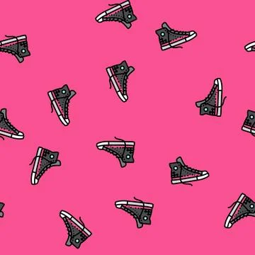 Shoes emo vector seamless pattern Illustrazione stock