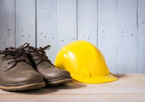 Shoes with hard hat Stock Photos