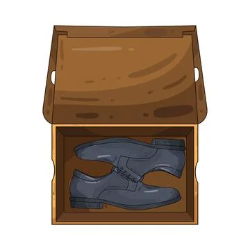 Shoes inside open shoe box illustration Stock Illustration