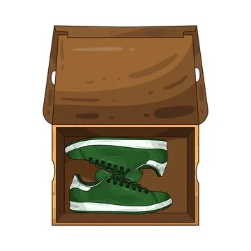 Shoes inside open shoe box illustration Stock Illustration