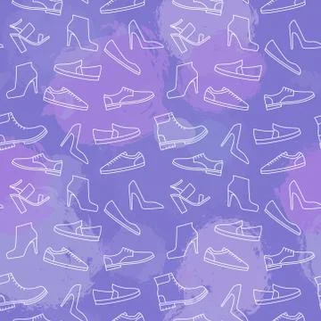 Shoes line icon seamless pattern Stock Illustration