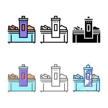 Shoes making machine color icon vector variants Stock Illustration