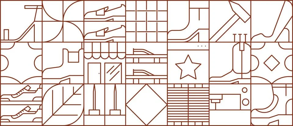 Shoes making pattern, vector line art grid Illustrazione stock