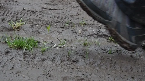 Shoes in the mud Stock Footage 123457560