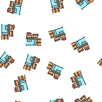 Shoes packaging conveyor vector seamless pattern Stock Illustration