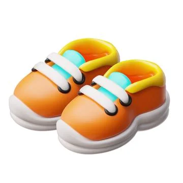 Shoes pair 3D plastic style, vector cartoon sporty sneakers, pair shoes fashion Ilustração Stock