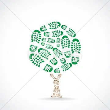 Shoes print in a tree silouette Stock Illustration