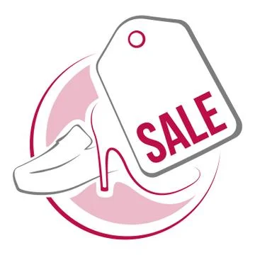 Shoes sale tag abstract emblem. Stock Illustration