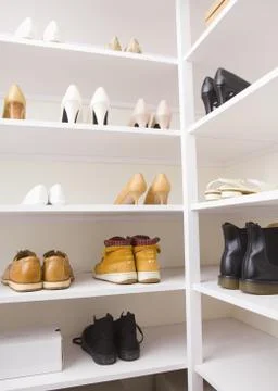 Shoes in a shelf Stock Photos