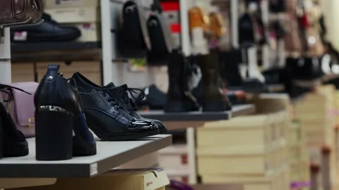 Shoes on the shelf in the store. Stock Footage 229295256
