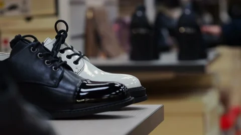 Shoes on the shelf in the store. Video stock 229295334