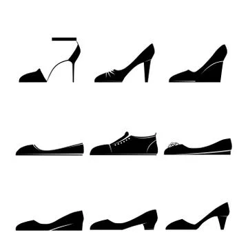 Shoes silhouettes Illustrazione stock