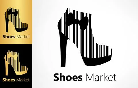 Shoes store logo vector. Womens ankle boots with a bow 스톡 일러스트