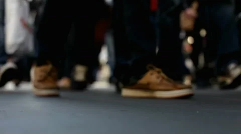 Shoes walking down sidewalk Stock Footage 9128704
