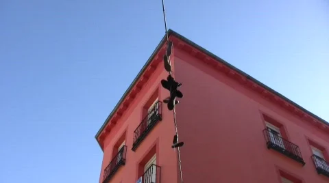 Shoes On a Wire Stock Footage 329279