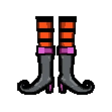 Shoes witch legs pixel art vector illustration Stock Illustration