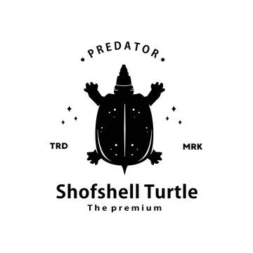 Shofshell turtle logo vector outline silhouette art icon Stock Illustration