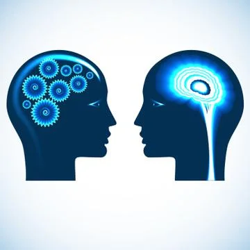 Shone Gear wheels and shone brain, rational and creative thinking Stock Illustration