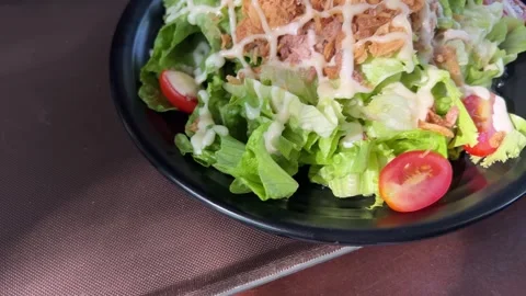 Shoo a fly away from a salad Stock Footage 308305805