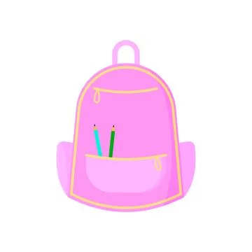 Shool backpack. Vector cartoon illustration. Isolated object on white. Stock Illustration