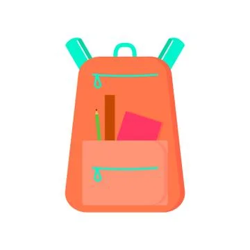 Shool backpack. Vector cartoon illustration. Isolated object on white. Stock Illustration