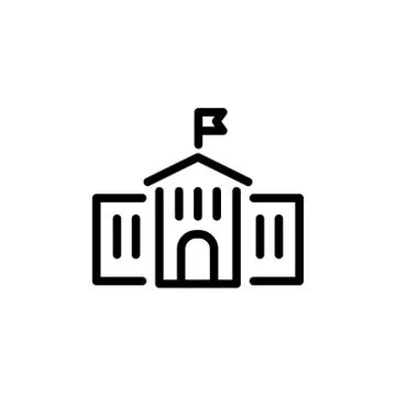 Shool building icon simple flat style outline illustration Stock Illustration