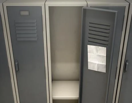 Shool Locker With Blank Note. 스톡 일러스트