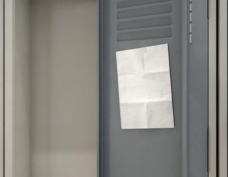 Shool Locker With Blank Note. 스톡 일러스트