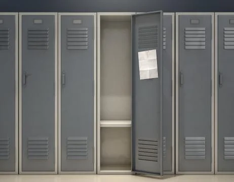 Shool Locker With Blank Note 스톡 일러스트