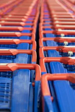 Shooping trolley row. Stock Photos