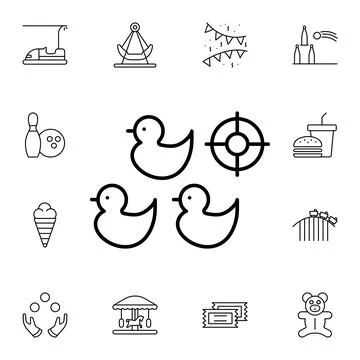 Shoot duck flat vector icon in amusement pack Stock Illustration