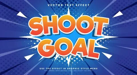 Shoot goal 3d Editable Text effect Template イラスト素材