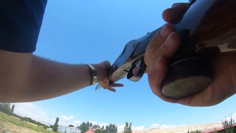 Shoot with a gun 1 Stock Footage 321376232