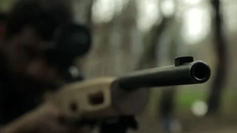 Shoot with a gun 8 Video stock 323030311