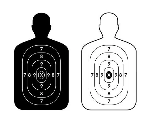 Shoot target human gun board. Aim person target body, head black shot board Stock Illustration