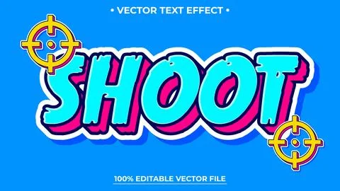 Shoot text, comic style editable text effect Stock Illustration