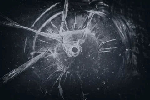 Shooted window pane Foto stock